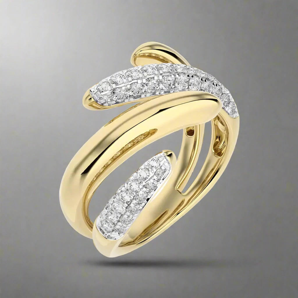 5/8 CTW Micro-Pave Diamonds Stylish Bypass Ring.