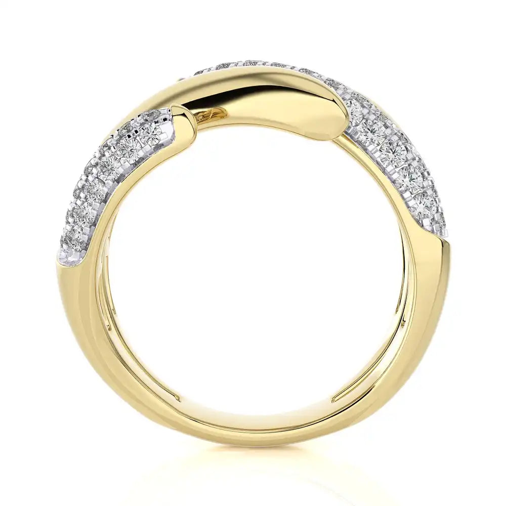 5/8 CTW Micro-Pave Diamonds Stylish Bypass Ring.