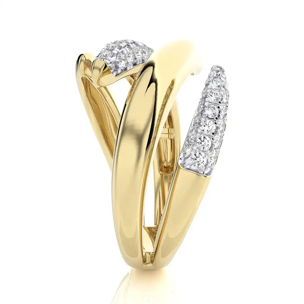 5/8 CTW Micro-Pave Diamonds Stylish Bypass Ring.