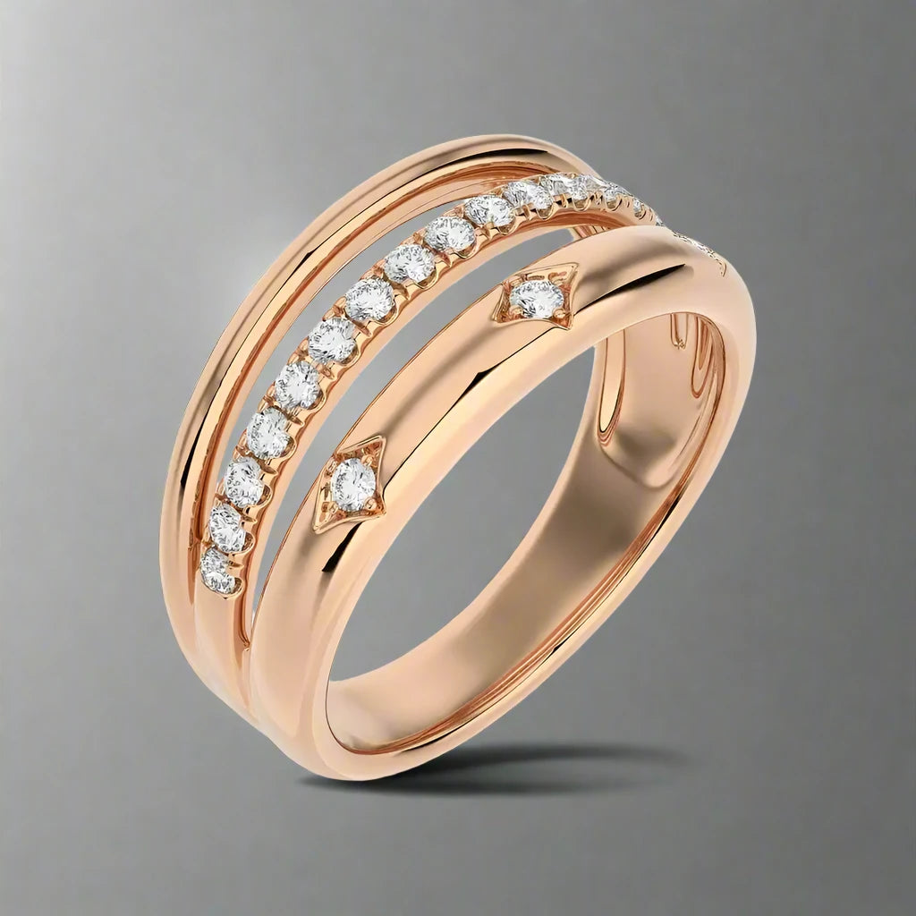 1/3 CTW Triple Row Fashion Ring  with Diamonds