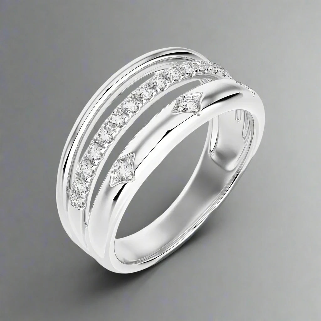 1/3 CTW Triple Row Fashion Ring  with Diamonds