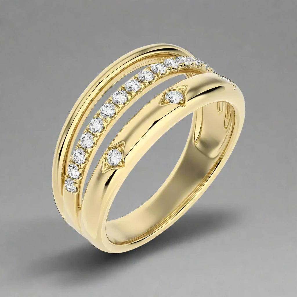 1/3 CTW Triple Row Fashion Ring  with Diamonds