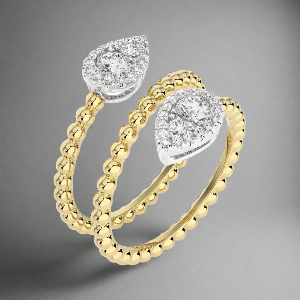 5/8 CTW Beaded Gold Stylish FashionRing.