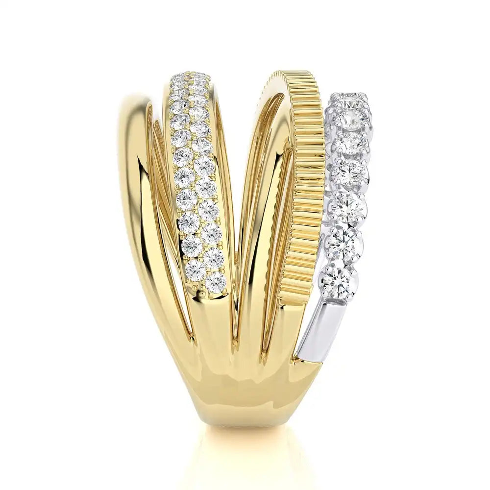 7/8 CTW Round Diamonds Criss Cross Elegant & Stylish Ring.