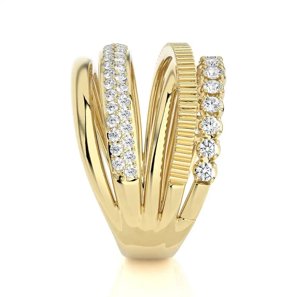 7/8 CTW Round Diamonds Criss Cross Elegant & Stylish Ring.