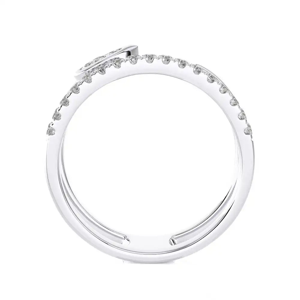 3/8 CTW Excellent Round cut Diamonds Bypass Collection Finger Ring.