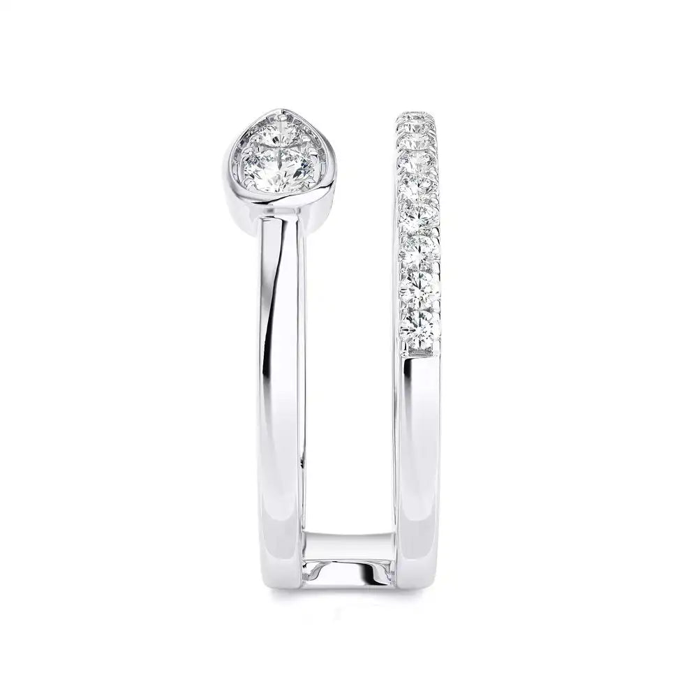 3/8 CTW Excellent Round cut Diamonds Bypass Collection Finger Ring.