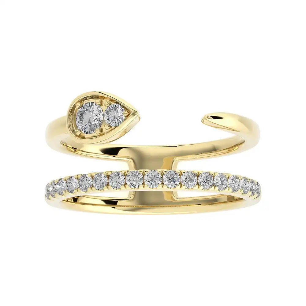 3/8 CTW Excellent Round cut Diamonds Bypass Collection Finger Ring.