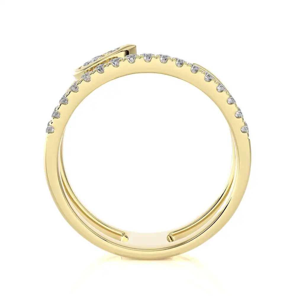 3/8 CTW Excellent Round cut Diamonds Bypass Collection Finger Ring.