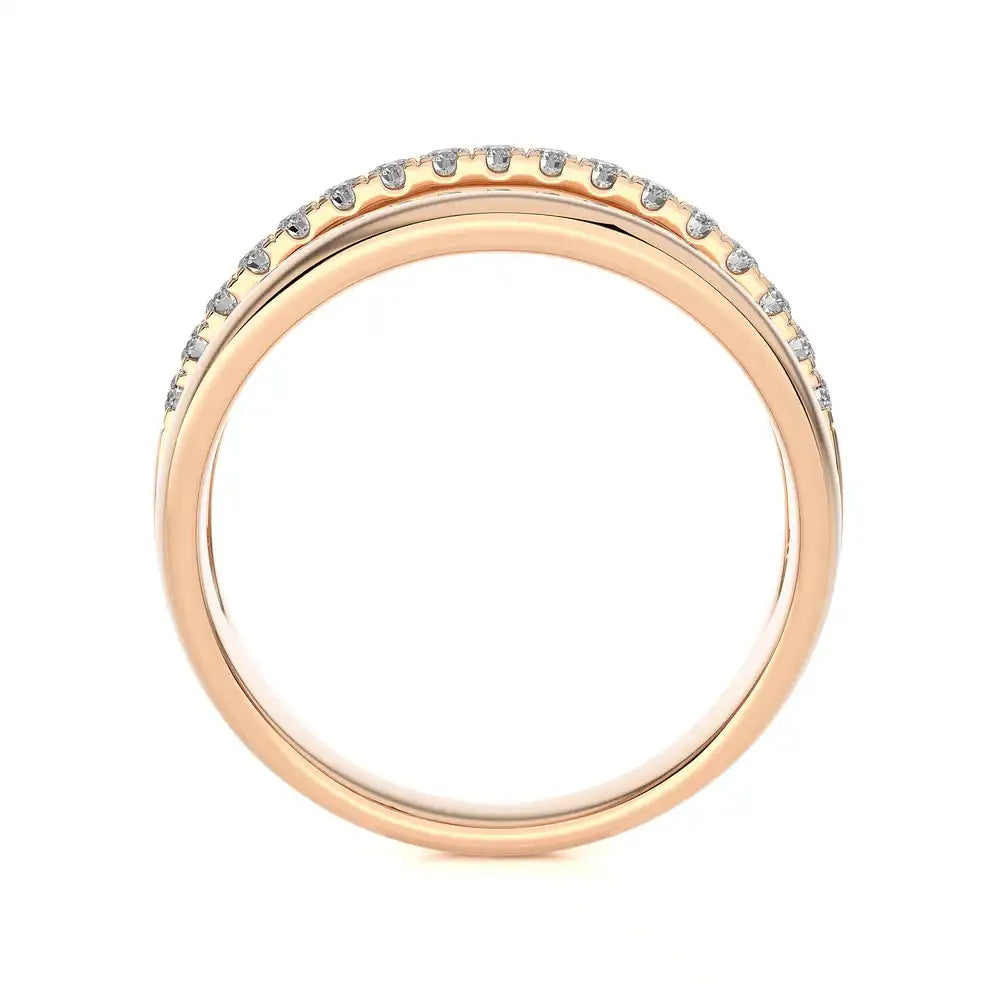 1/4 CTW Beaded Gold Encanto Collection Three Row Ring