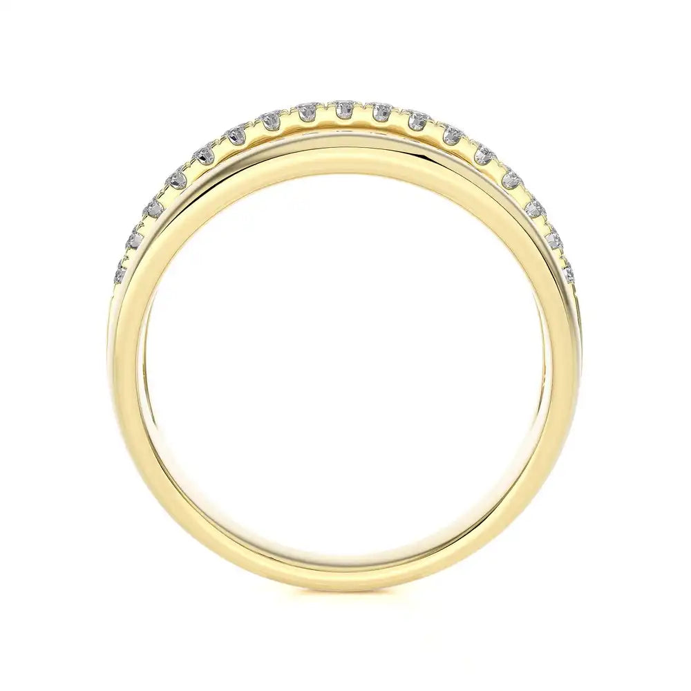 1/4 CTW Beaded Gold Encanto Collection Three Row Ring