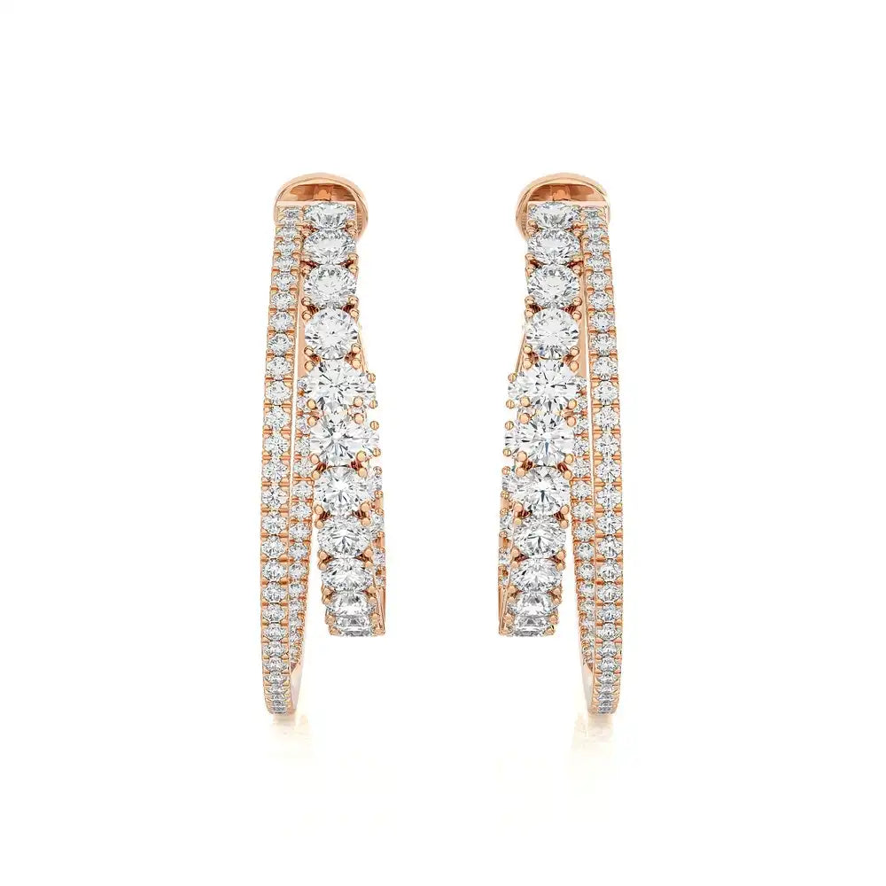 3-1/8 CTW Diamond Double Hoop Statement Earring.