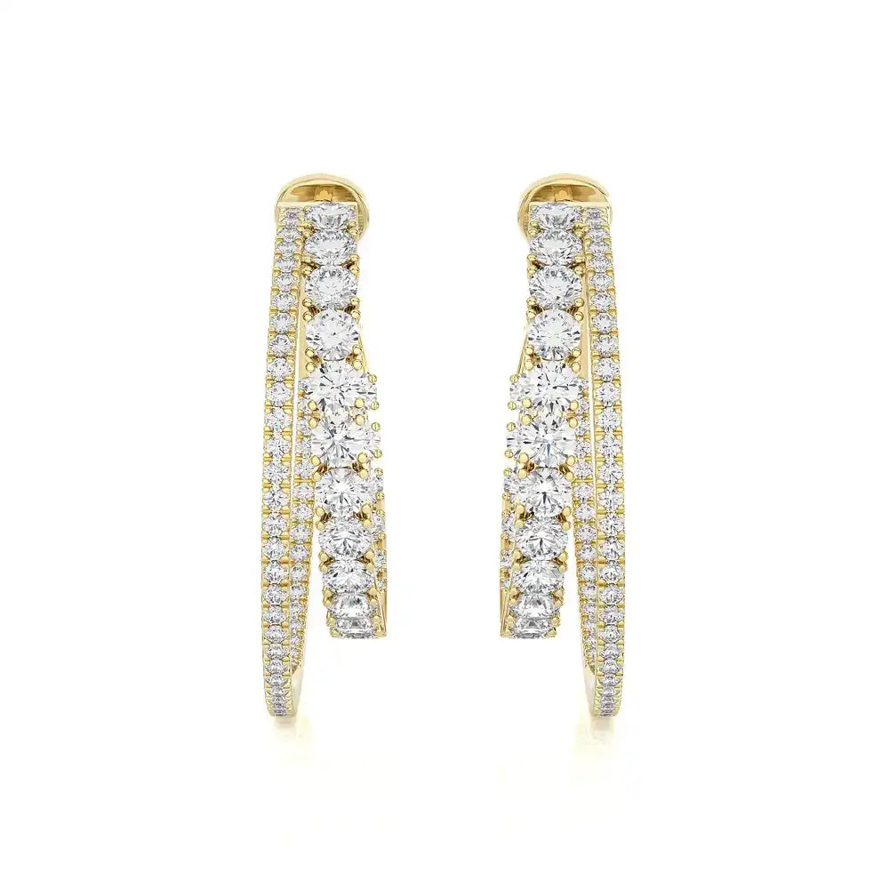 3-1/8 CTW Diamond Double Hoop Statement Earring.