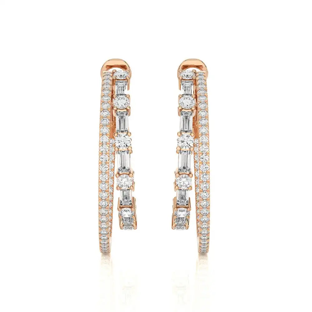 2-5/8 CTW Double Hoops Statement Earring.