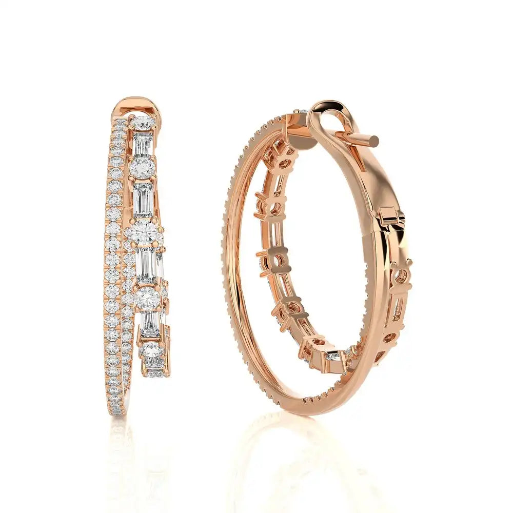 2-5/8 CTW Double Hoops Statement Earring.