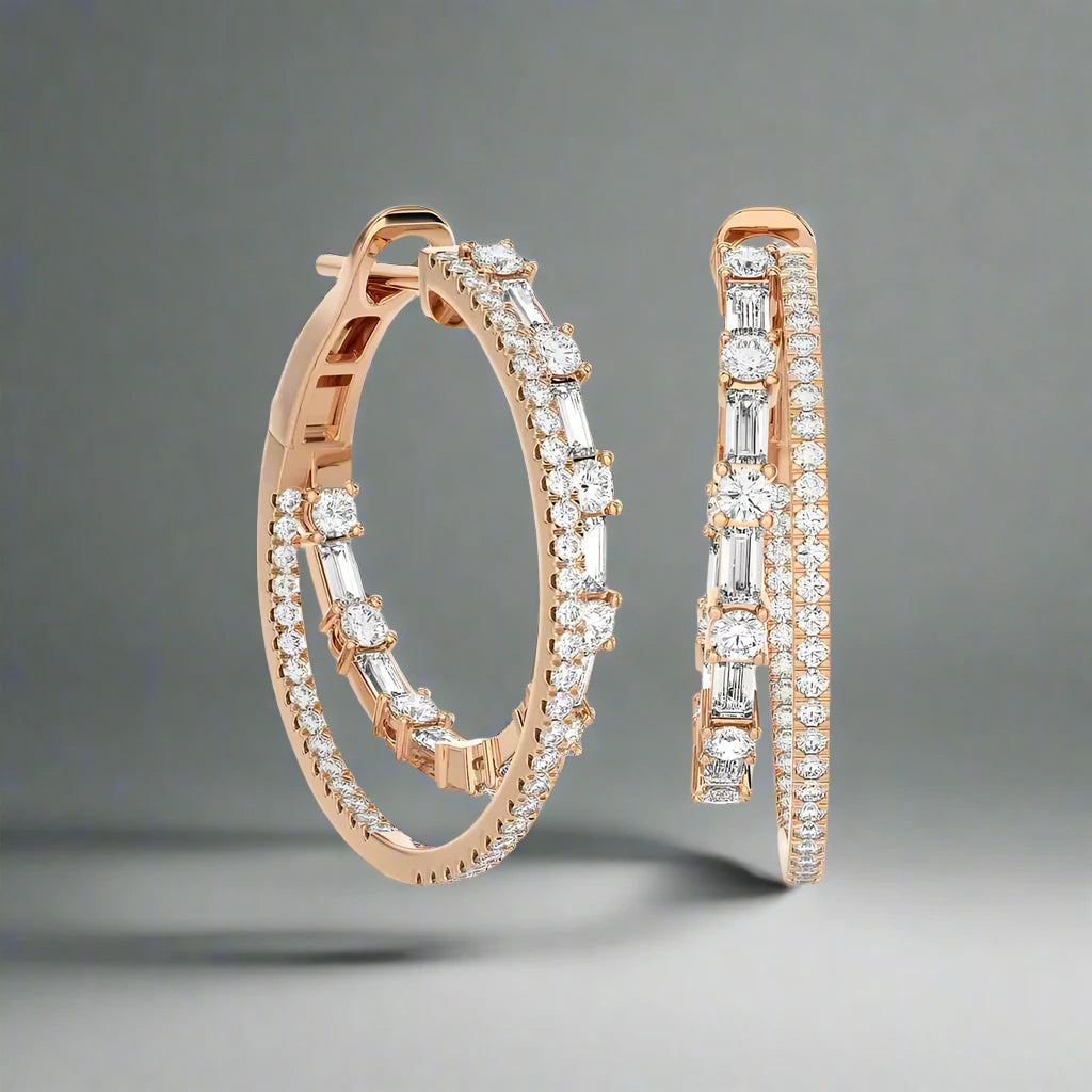 2-5/8 CTW Double Hoops Statement Earring.