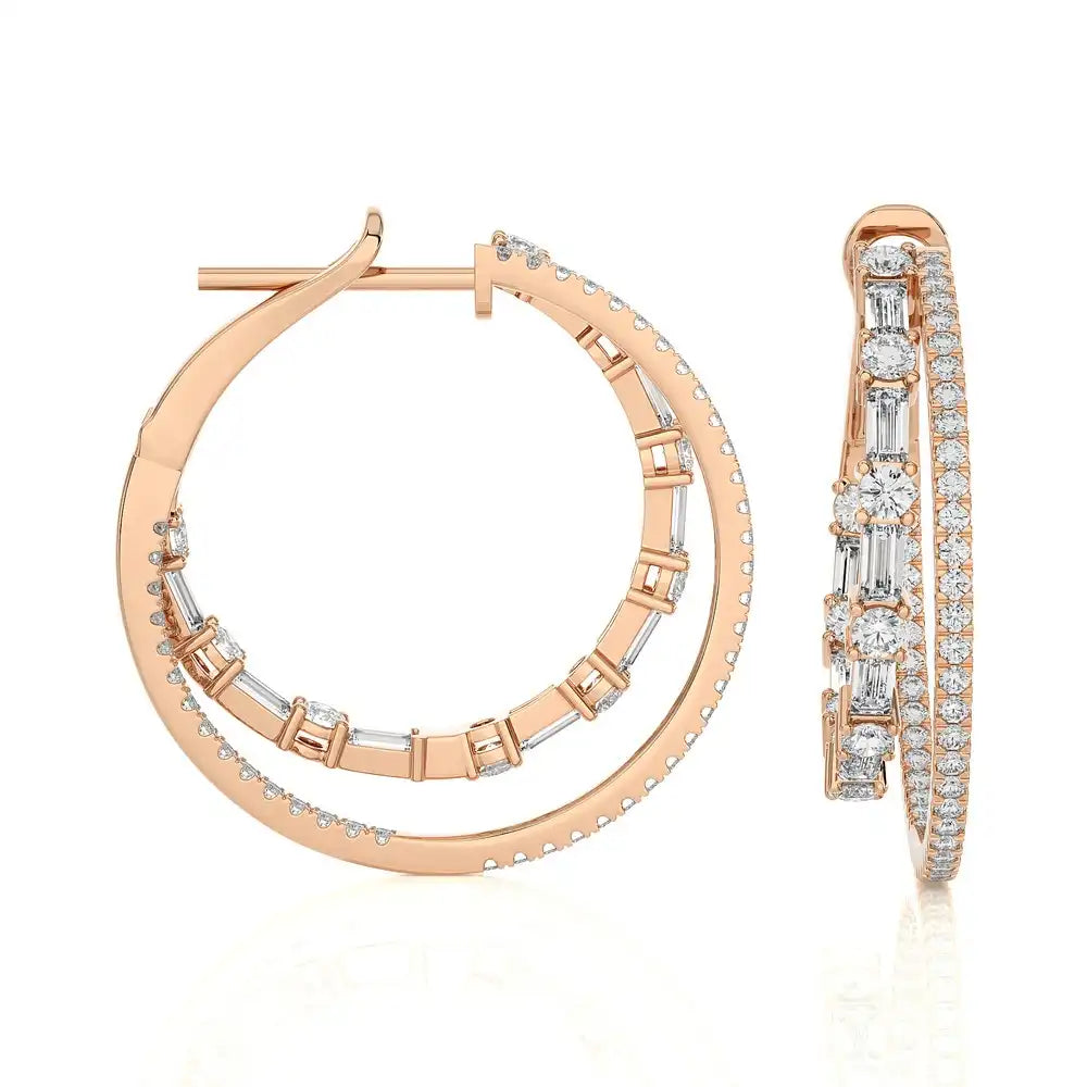 2-5/8 CTW Double Hoops Statement Earring.