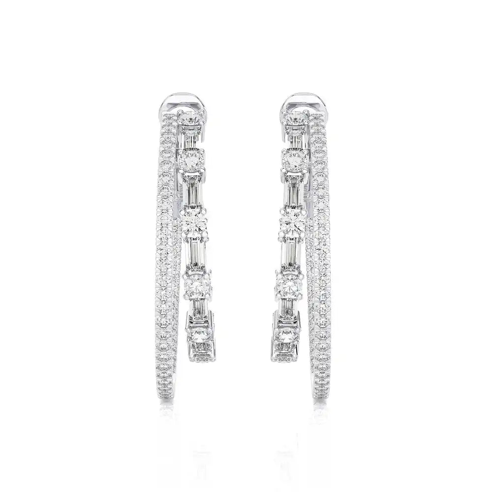 2-5/8 CTW Double Hoops Statement Earring.