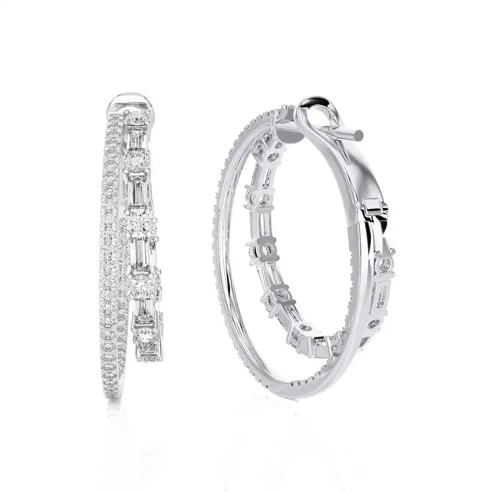 2-5/8 CTW Double Hoops Statement Earring.