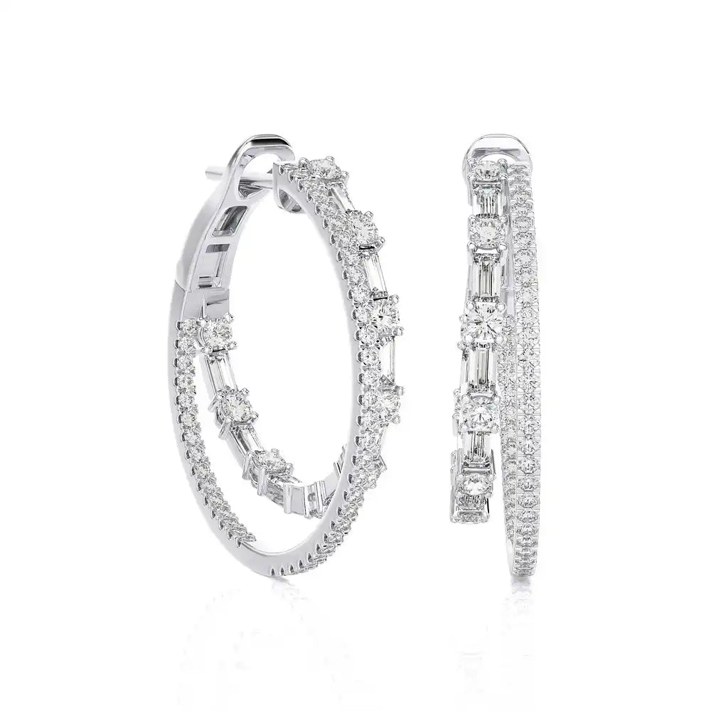 2-5/8 CTW Double Hoops Statement Earring.