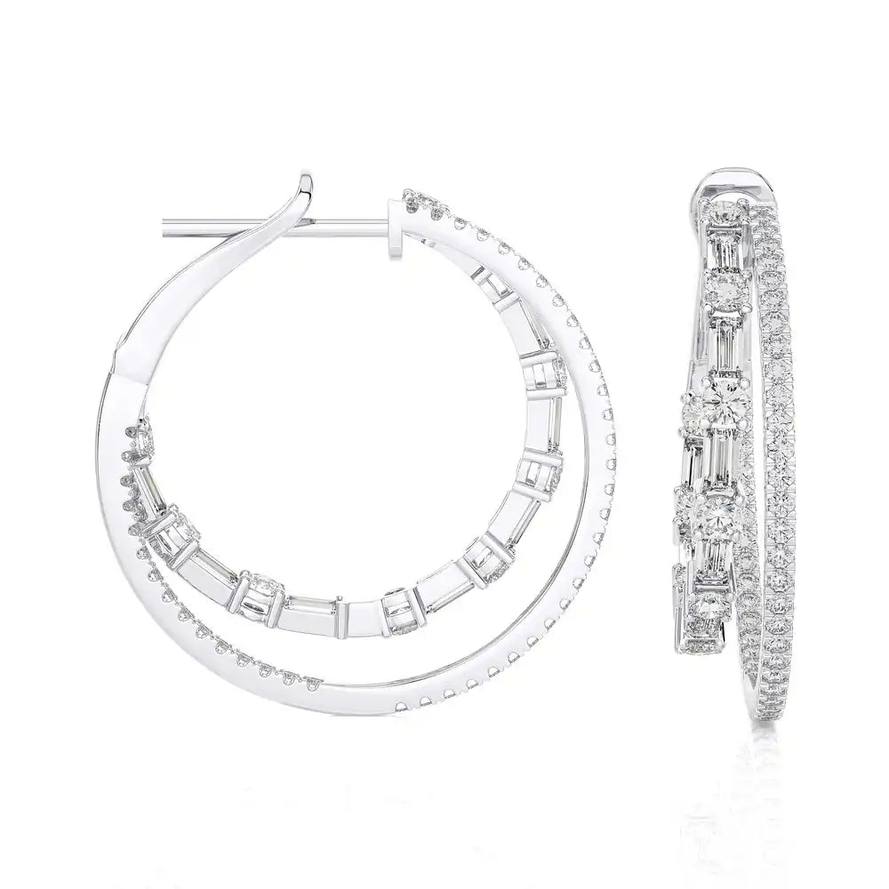 2-5/8 CTW Double Hoops Statement Earring.