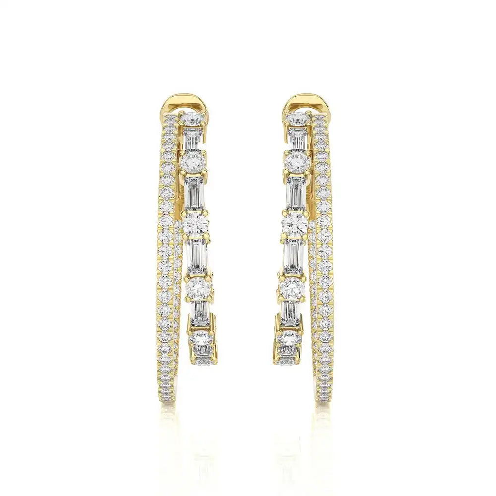 2-5/8 CTW Double Hoops Statement Earring.