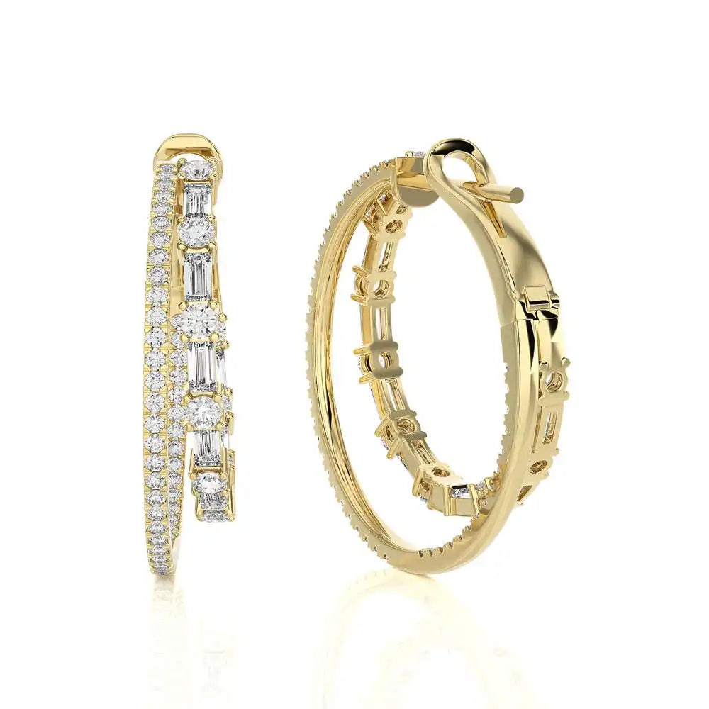 2-5/8 CTW Double Hoops Statement Earring.