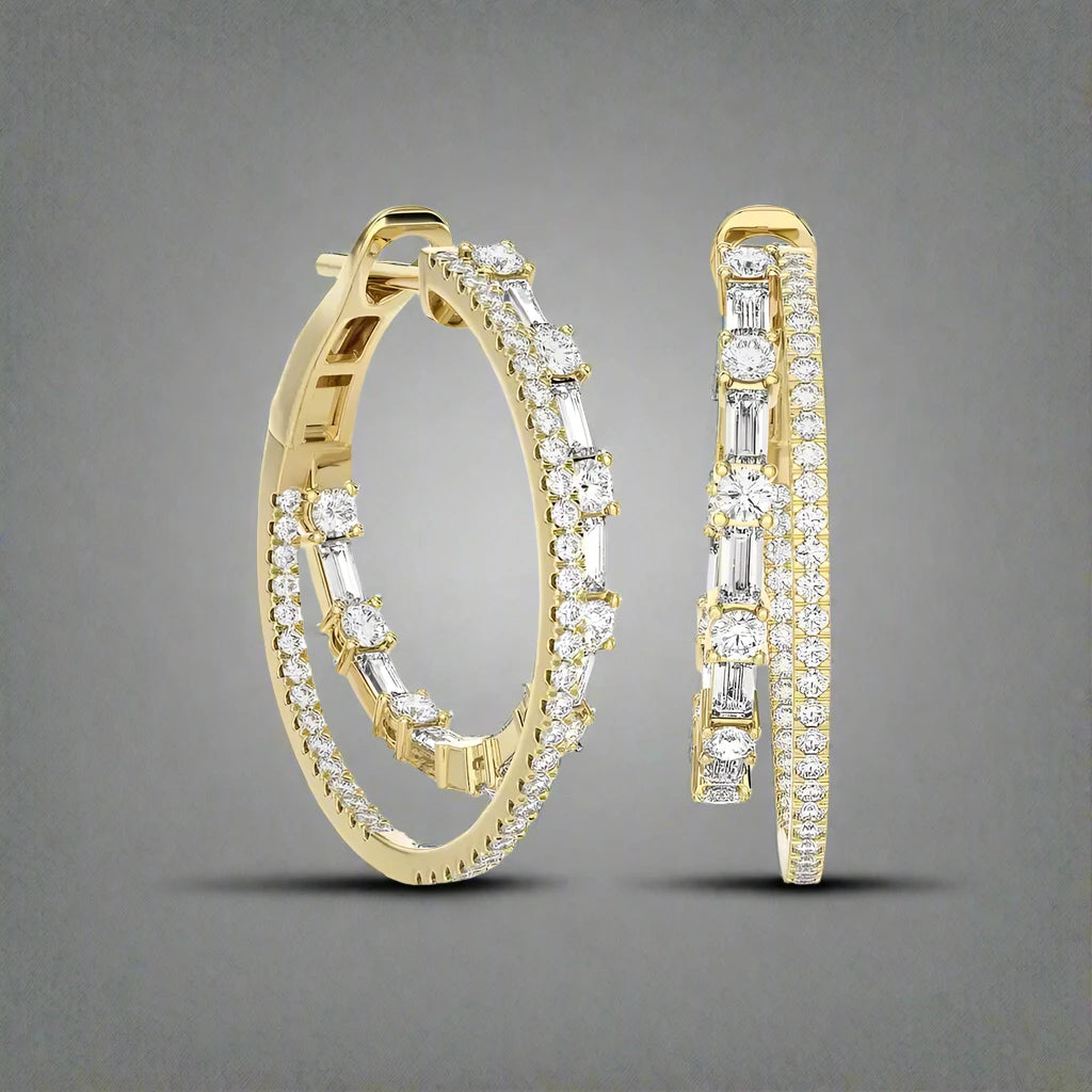 2-5/8 CTW Double Hoops Statement Earring.