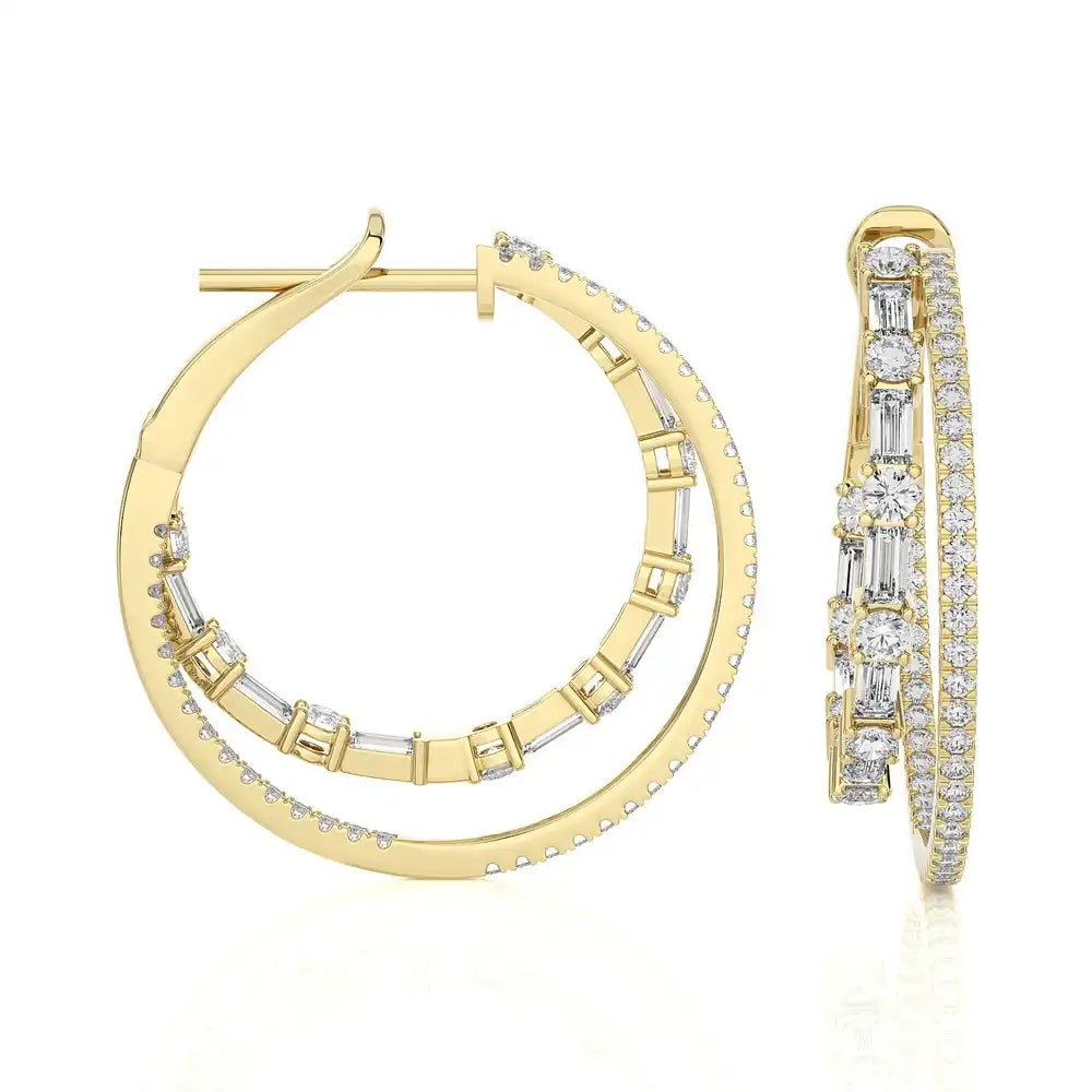 2-5/8 CTW Double Hoops Statement Earring.