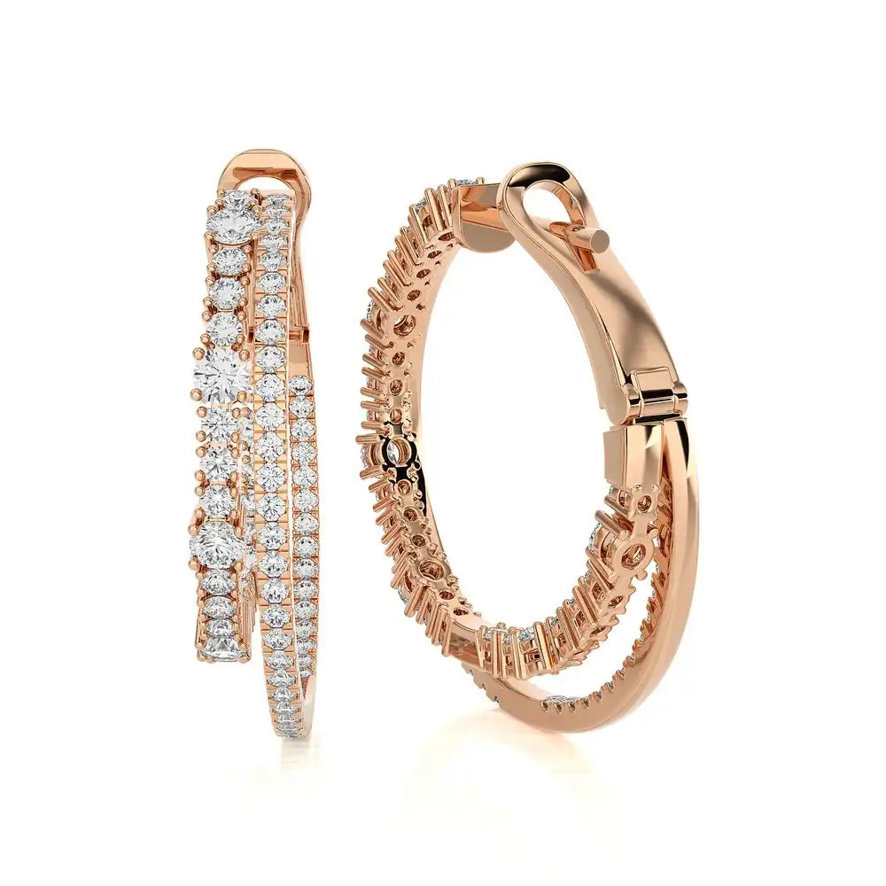 2-1/8 CTW Fashion Double Hoop Earrings.