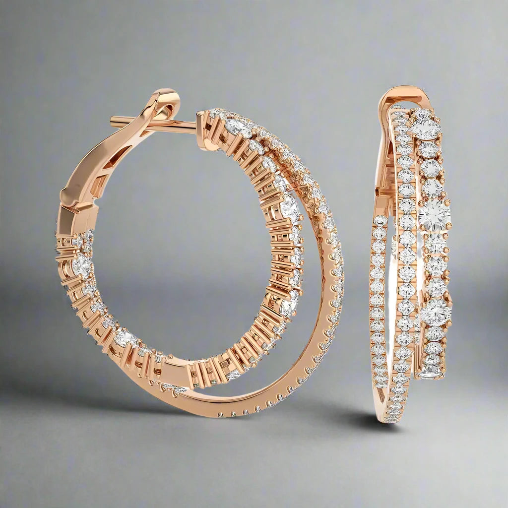 2-1/8 CTW Fashion Double Hoop Earrings.