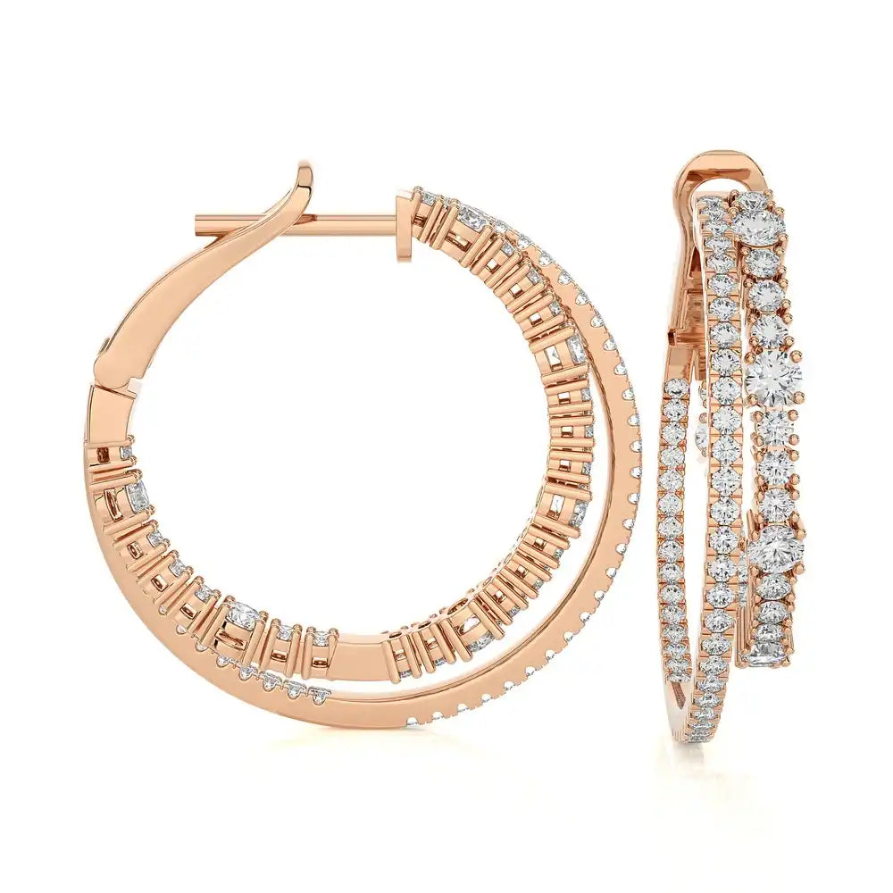 2-1/8 CTW Fashion Double Hoop Earrings.