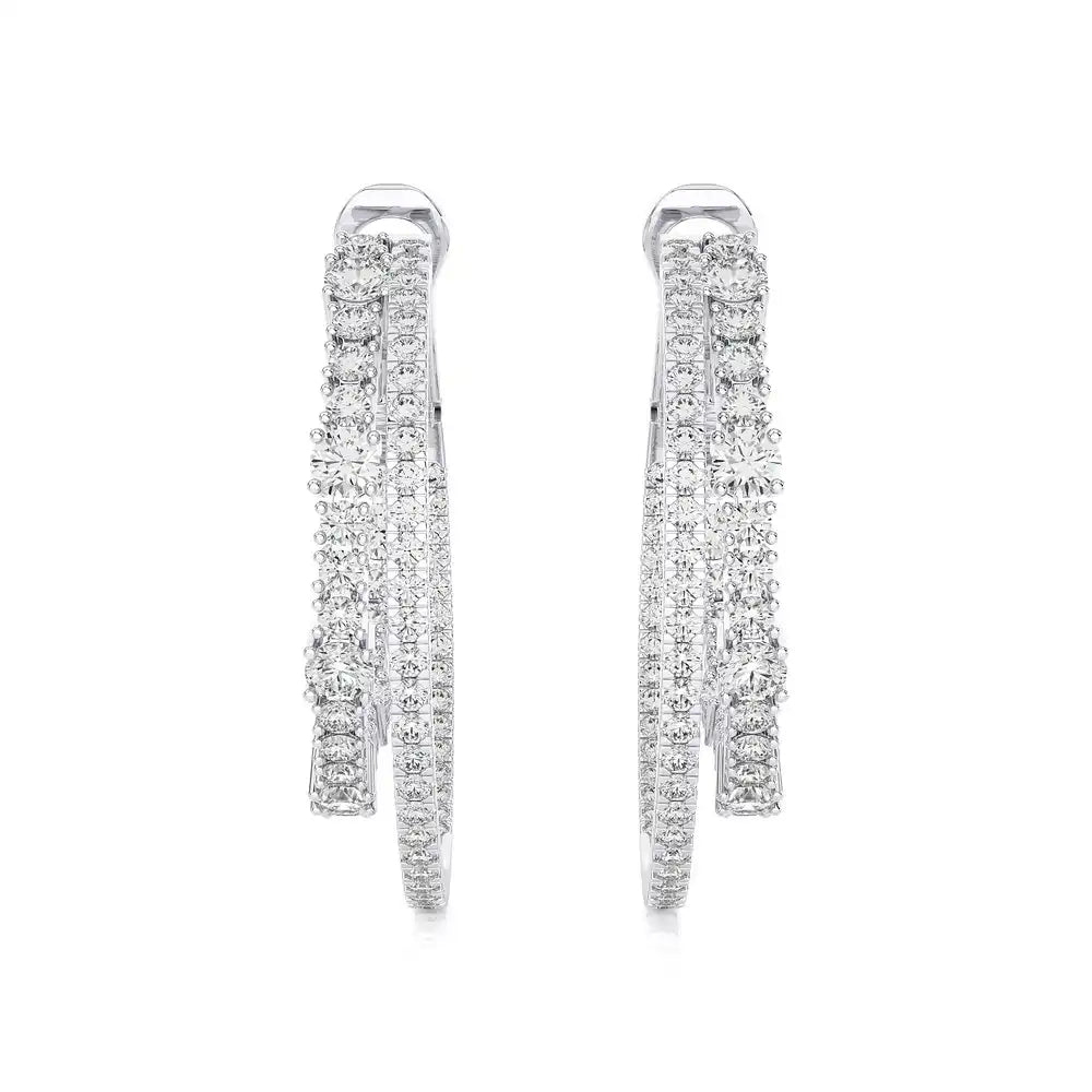 2-1/8 CTW Fashion Double Hoop Earrings.