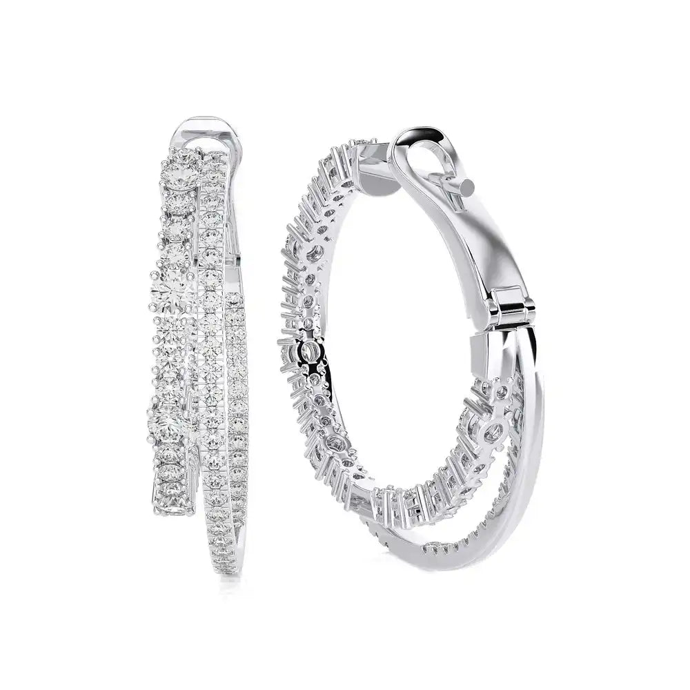 2-1/8 CTW Fashion Double Hoop Earrings.