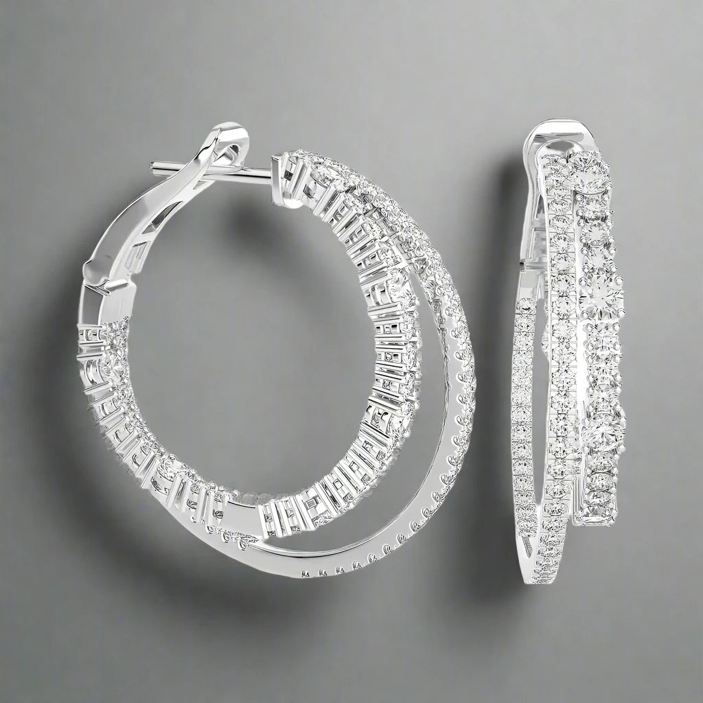 2-1/8 CTW Fashion Double Hoop Earrings.