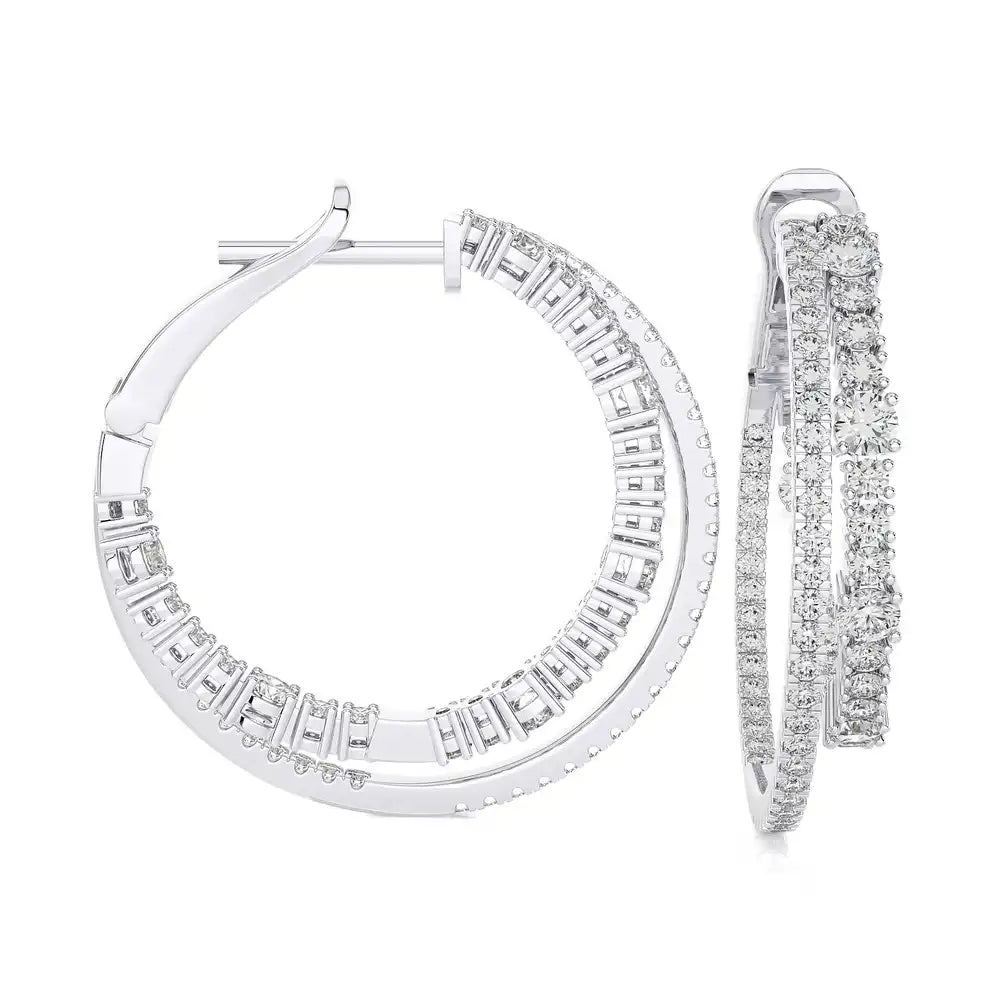 2-1/8 CTW Fashion Double Hoop Earrings.