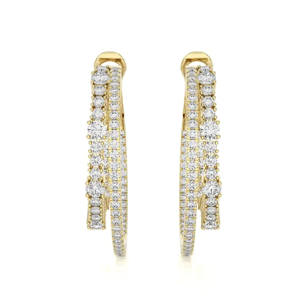 2-1/8 CTW Fashion Double Hoop Earrings.