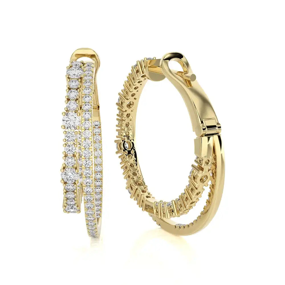 2-1/8 CTW Fashion Double Hoop Earrings.