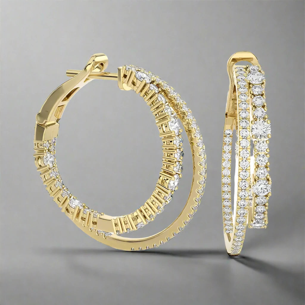 2-1/8 CTW Fashion Double Hoop Earrings.