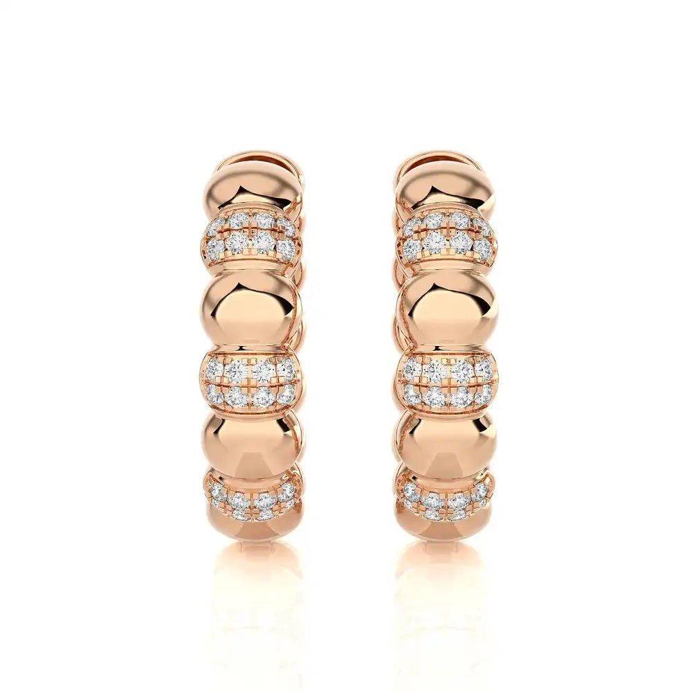 1/4 CTW Shimmering Shiny Gold & Diamond Huggie Earring