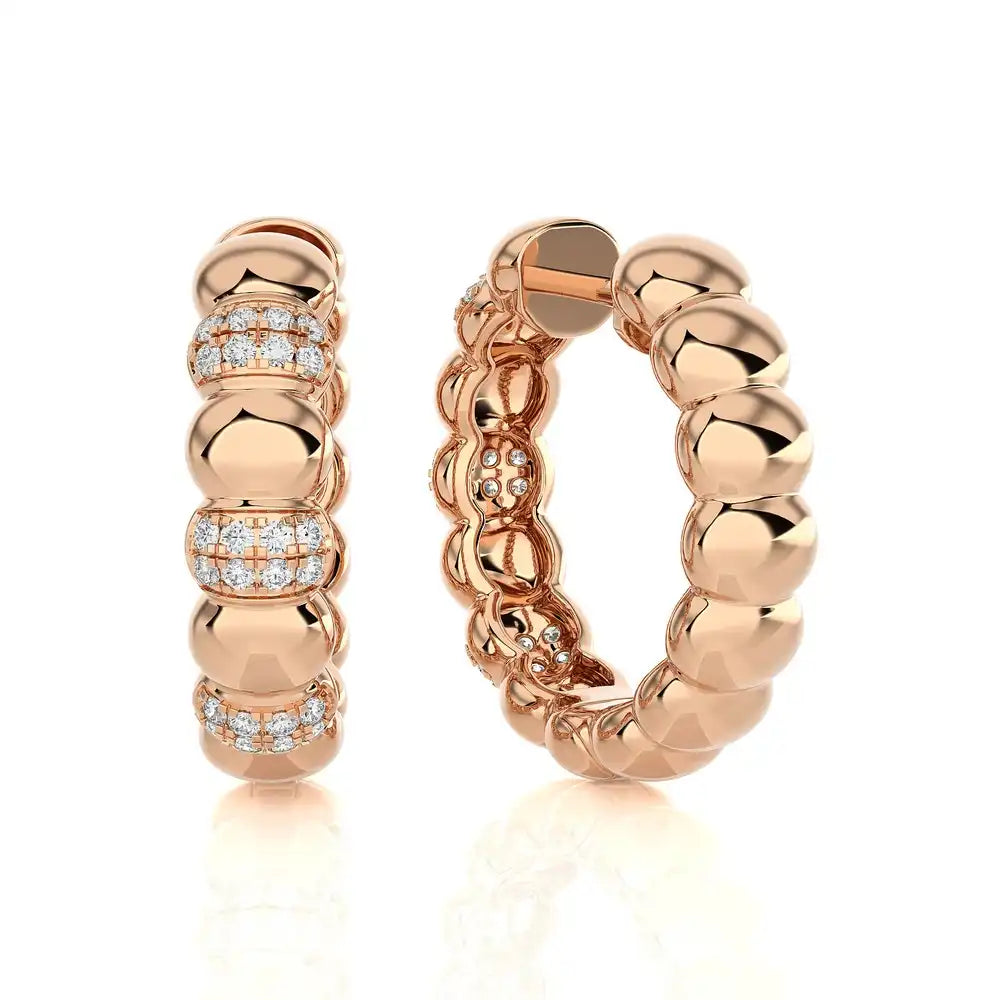 1/4 CTW Shimmering Shiny Gold & Diamond Huggie Earring