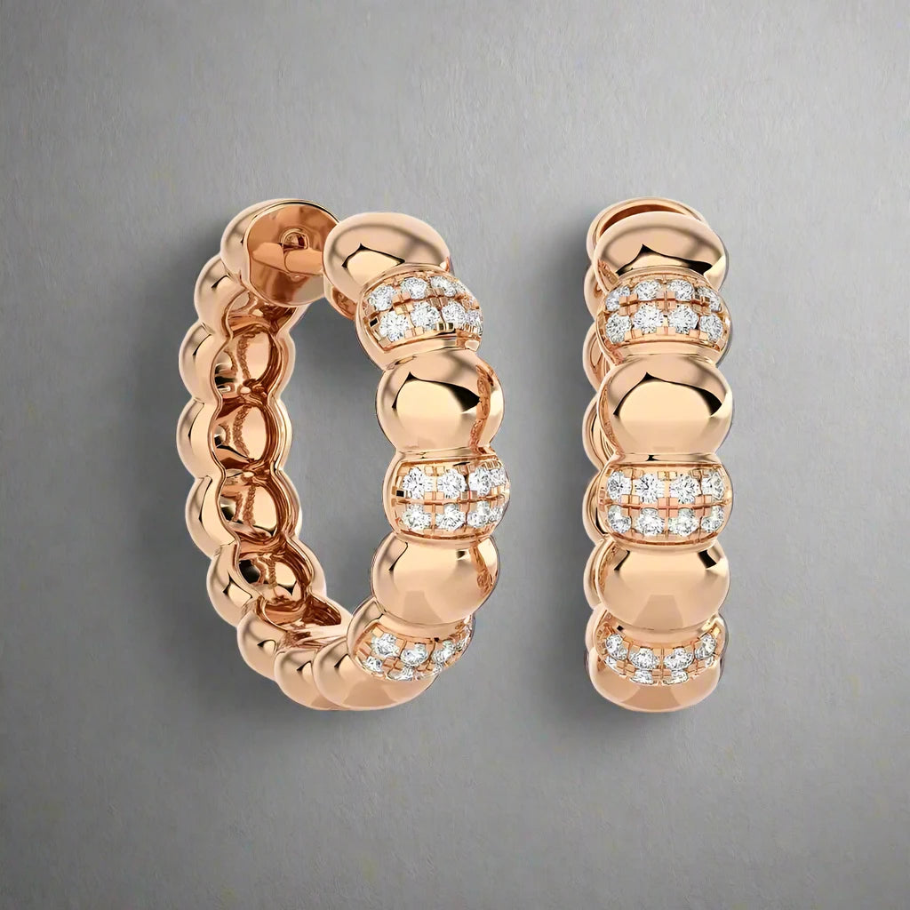 1/4 CTW Shimmering Shiny Gold & Diamond Huggie Earring