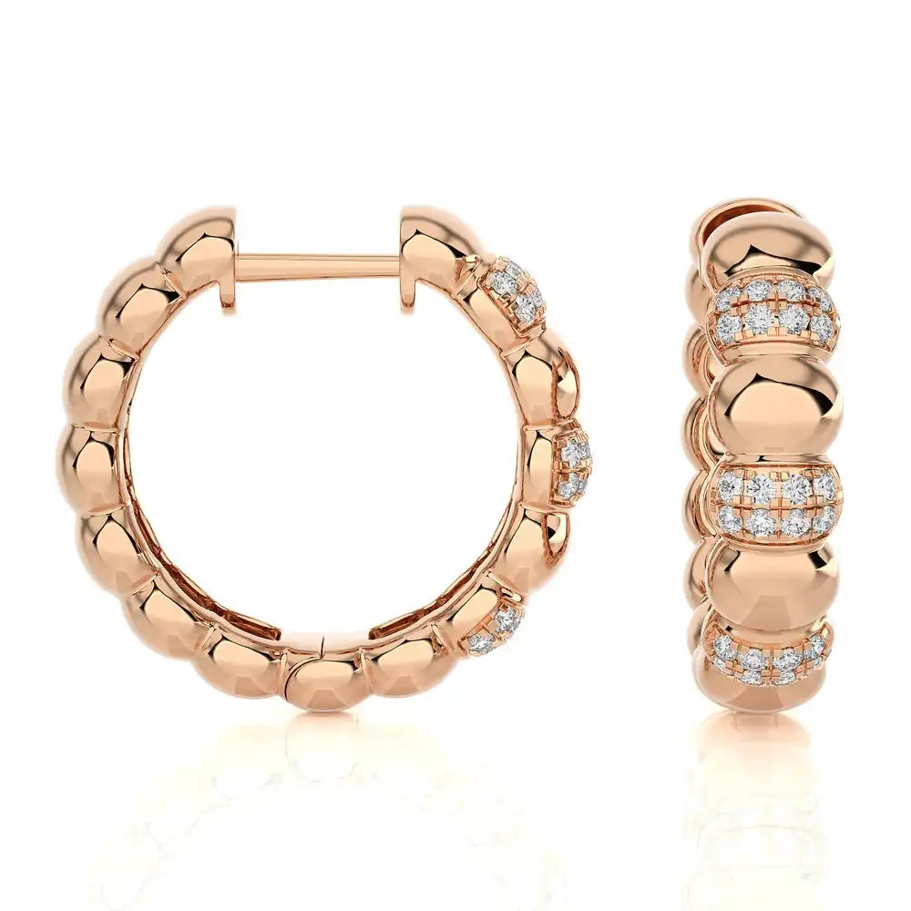 1/4 CTW Shimmering Shiny Gold & Diamond Huggie Earring