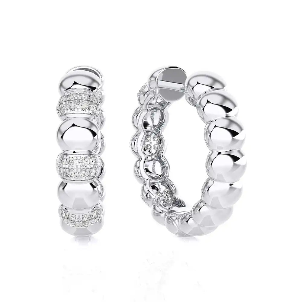 1/4 CTW Shimmering Shiny Gold & Diamond Huggie Earring