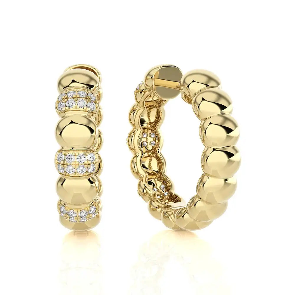 1/4 CTW Shimmering Shiny Gold & Diamond Huggie Earring