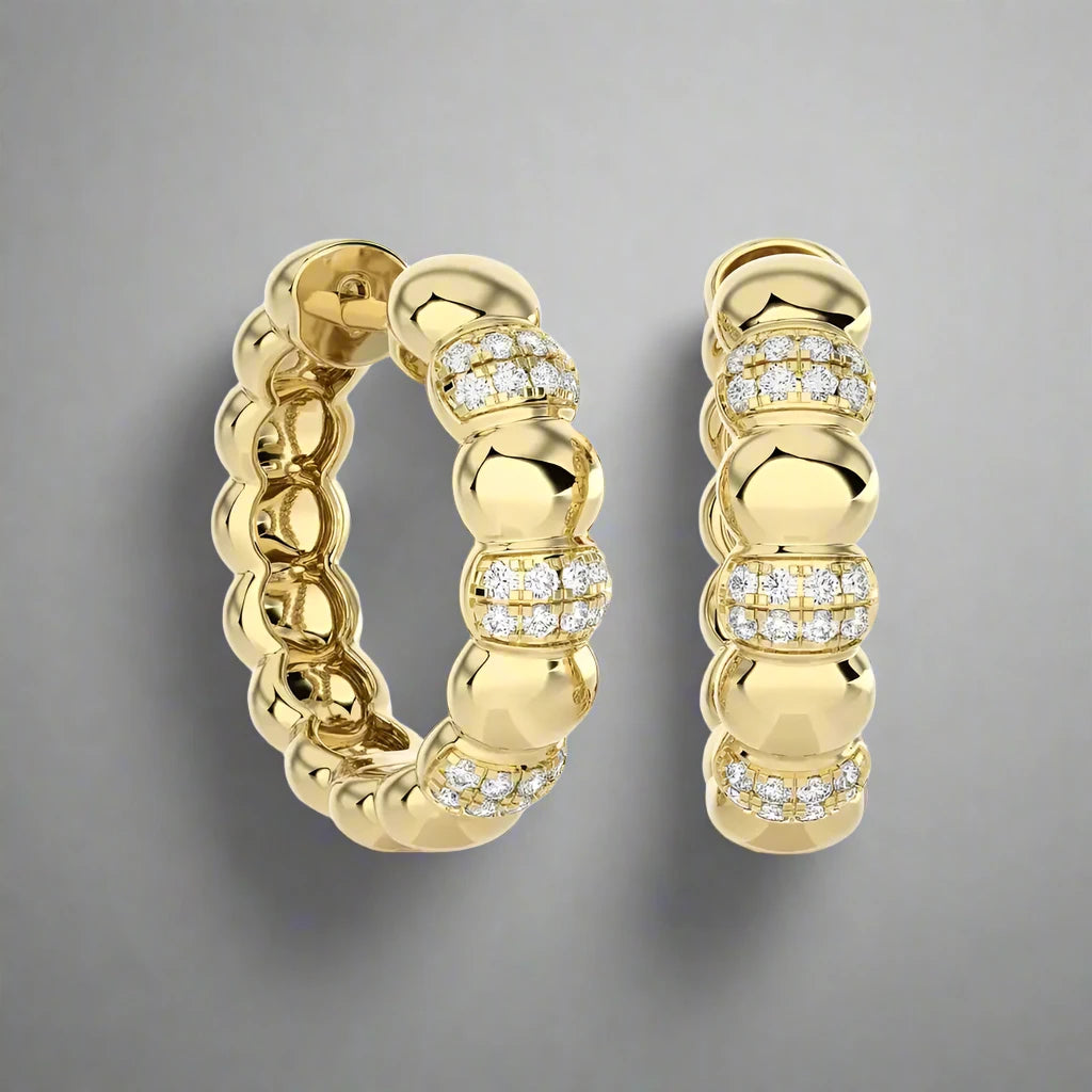 1/4 CTW Shimmering Shiny Gold & Diamond Huggie Earring