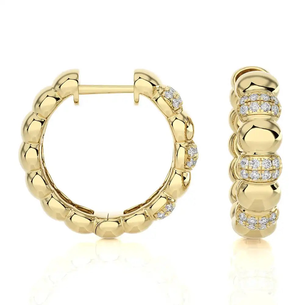 1/4 CTW Shimmering Shiny Gold & Diamond Huggie Earring