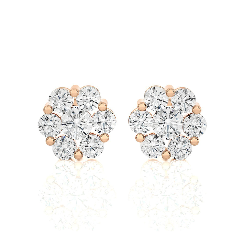 1.00 CTW Diamond Delicate Blossom Stud Earrings