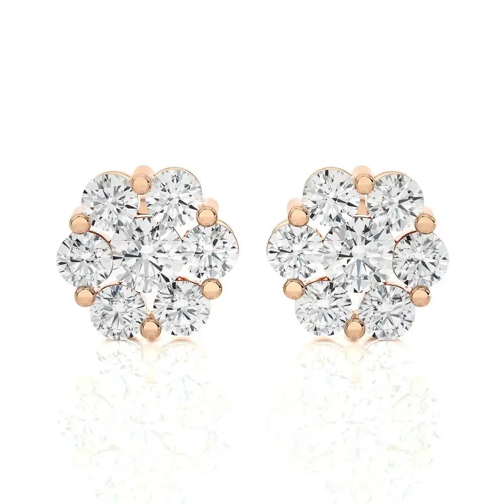 1-1/3 CTW Delicate Blossom Stud Earrings.