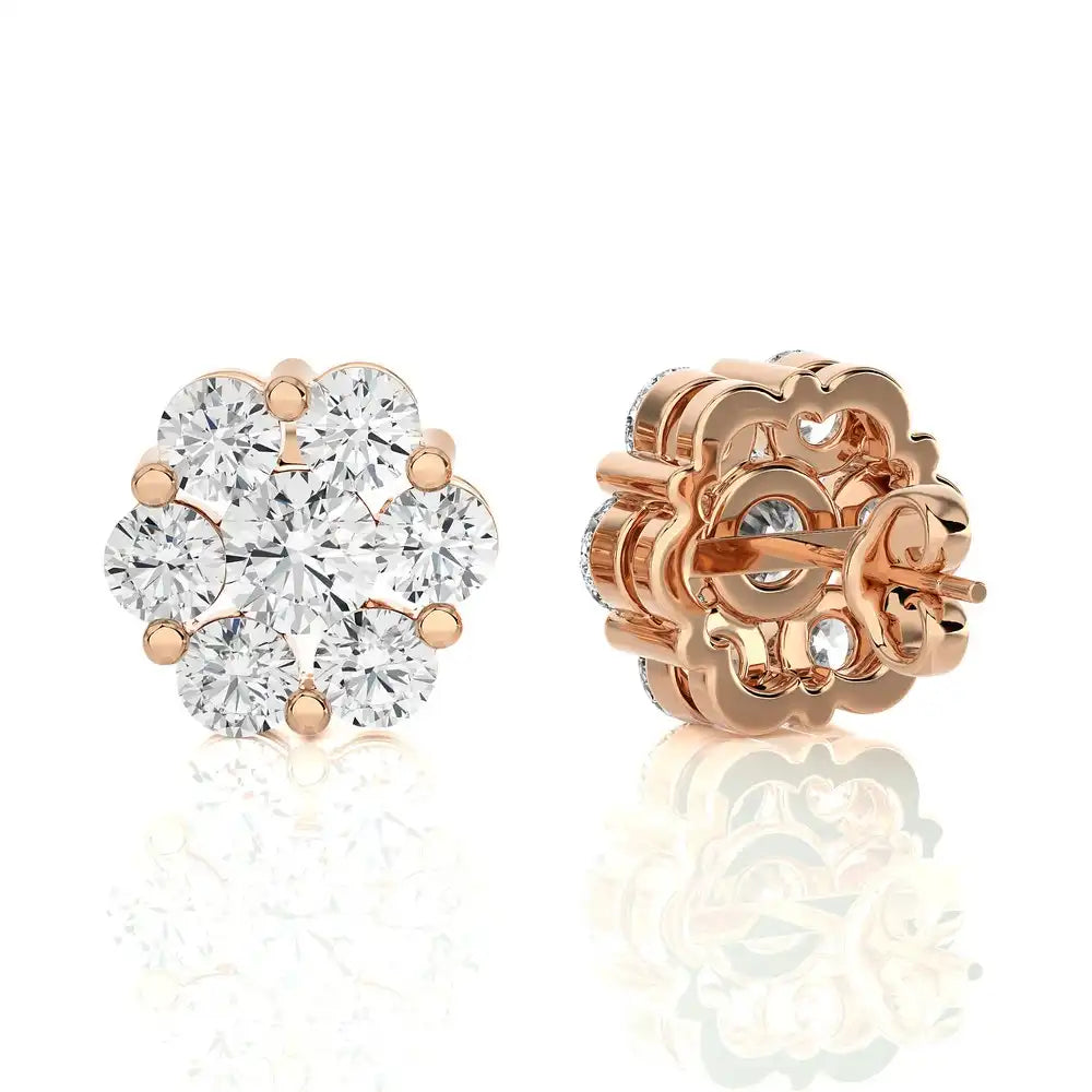 1-1/3 CTW Delicate Blossom Stud Earrings.